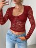 Women y2k Sexy Wind Slim Hollow Long Sleeve Tie Lace Shirt Top