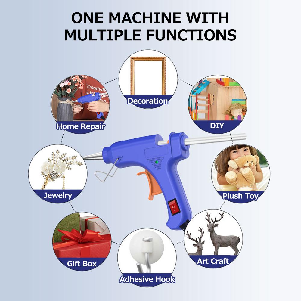20W Portable Hot Glue Gun with 12 Glue Sticks Kids Handheld Mini Glue Gun Household Melt Glue Gun