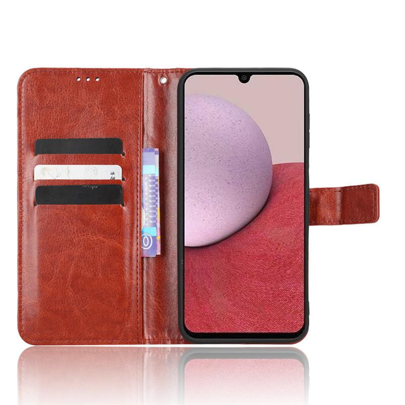 Suitable for Samsung Galaxy A17 phone case A25/A16 phone leather cover flip cover 3 crazy horse pattern A15 card slot A56