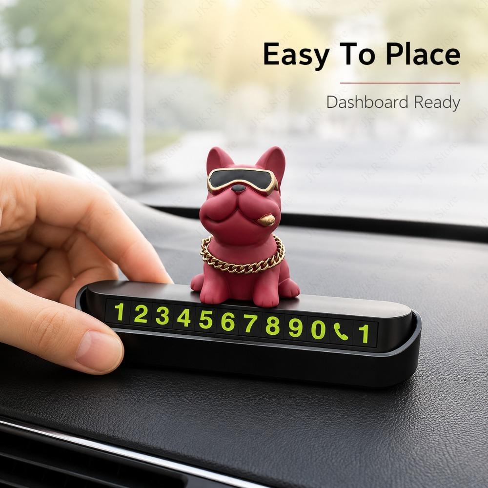 Car Temporary Parking Phone Number Plate Dog Decor Hidden Number Card for Dashboard Contact Sign Auto Interior Ornament Use Kit
