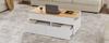 100*50*40cm Height-Adjustable Coffee Table with Hidden Storage, 2 Drawers, Semi-Open Storage, in White + Wood Color
