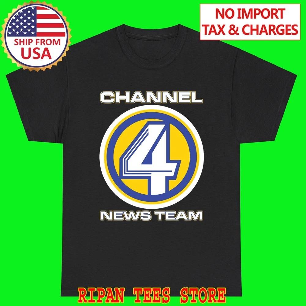 Channel 4 News Team Ron Burgundy Black T-Shirt Tee Top Unisex XL