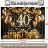 2D Black Gold 40th Birthday Backdrop Happy 40th Birthday Party Decoration Banner