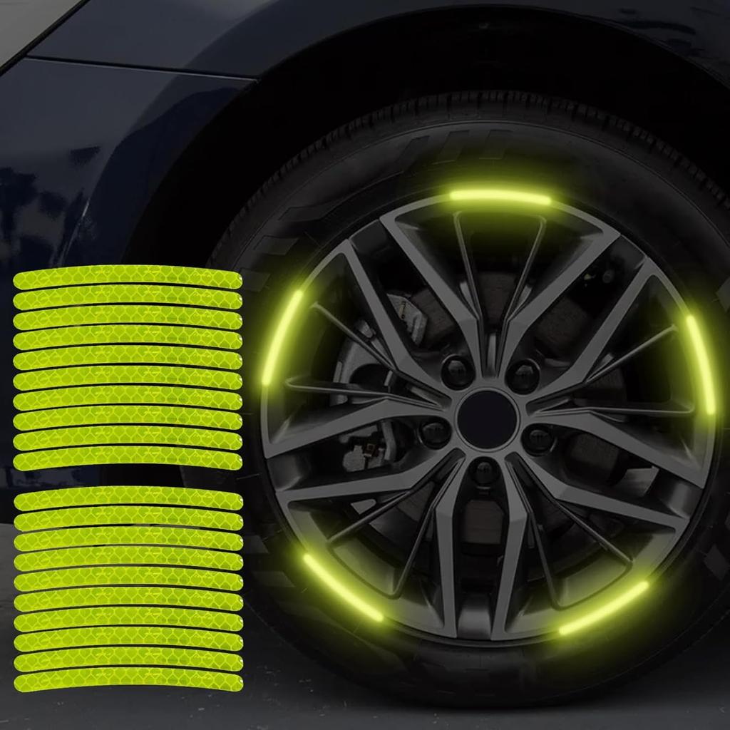 20 PCS Anti Scratch Reflective Stickers, Car Wheel Decorative Stripe Stickers, Car Motorcycle Night Safety Warning Decorative Stickers Suitable for