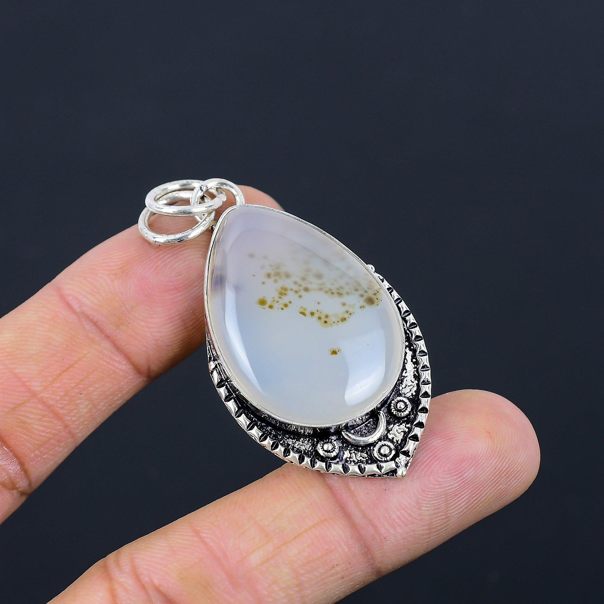 Womens day Deal Natural Montana Agate Sterling Silver Bezel Boho Pendant Jewelry