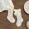 1 Pair Baby Cotton Mesh Socks with Butterfly Bow Thin Summer Crew Socks Breathable Seamless Knee-High Socks for Newborns Girls