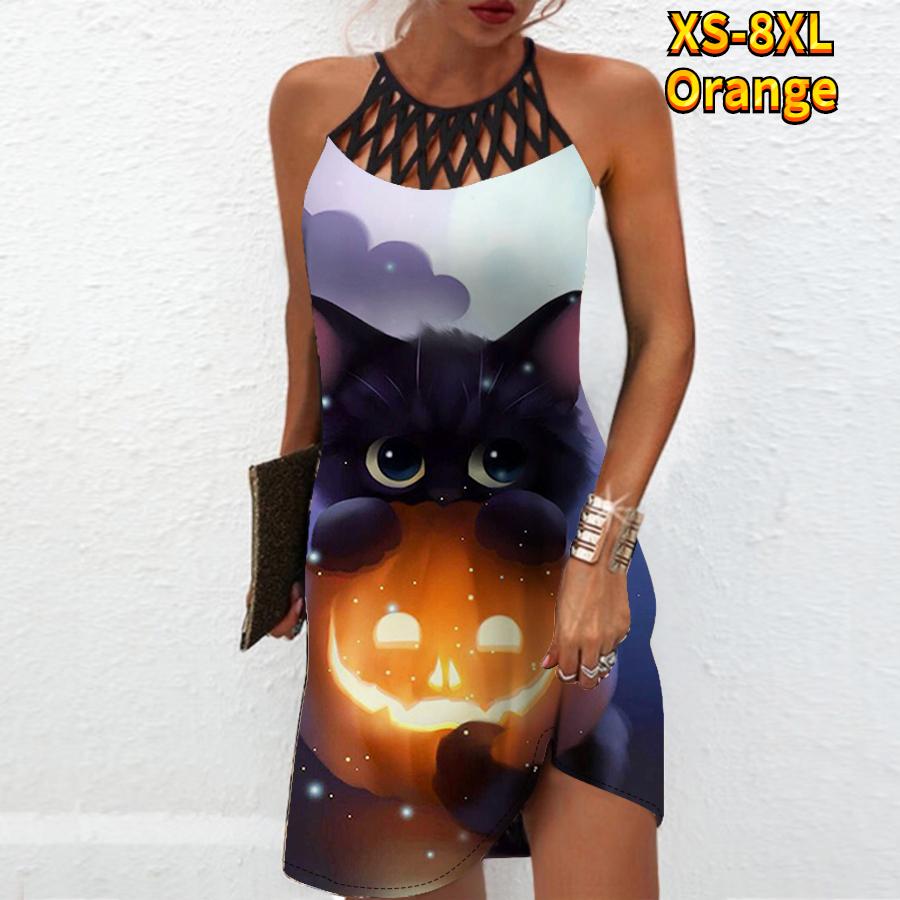 Sommer Mode Sexy Ärmelloses Kleid Weiche Casual 3D Verschiedene Katzen Print Kleid Ärmelloses Sling Kleid Sommer Hosenträger Kleid