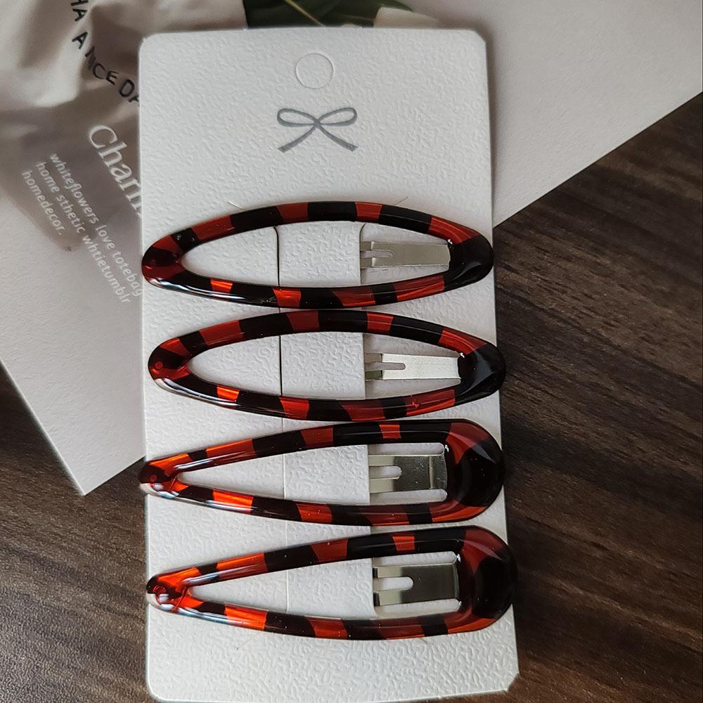 

4pc Retro European and American Leopard Black BB Hairpin Hair Side Clips for Women Girls Gift Hair Accessories Headwear Ornament