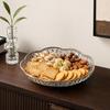Plastic Fruit Bowl with Gold Trim, Clear Fruit Basket, Modern Decorative Serving Bowl for Kitchen Counter, Dining Room, Coffee Table