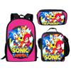 Sonic School Backpack Set For Kids With Breathable Waterproof Oxford Fabric And Cartoon Print For School Use
