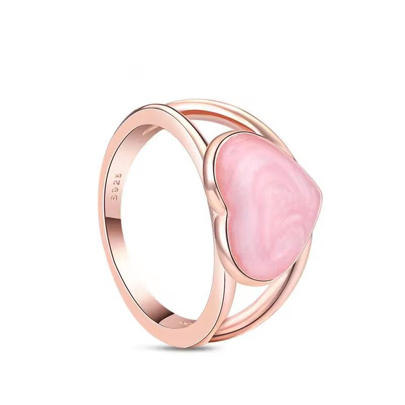 

New 925 Sterling Silver Charm Forever Love Pink Heart-shaped Rings Women Rings Fine Jewelry Fashion Woman Gifts 9