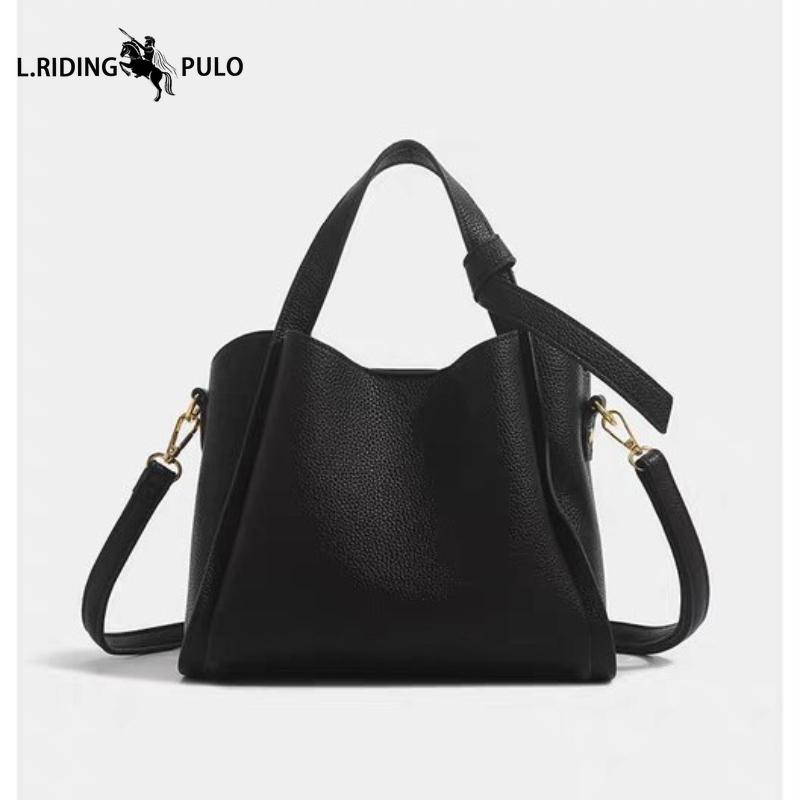 Damen-Eimer Tasche, Hochwertig, Großes Fassungsvermögen, Handtasche, Umhängetasche, Crossbody-Tasche, Stilvolle Pendler-Tasche 24.5*15*19cm schwarz