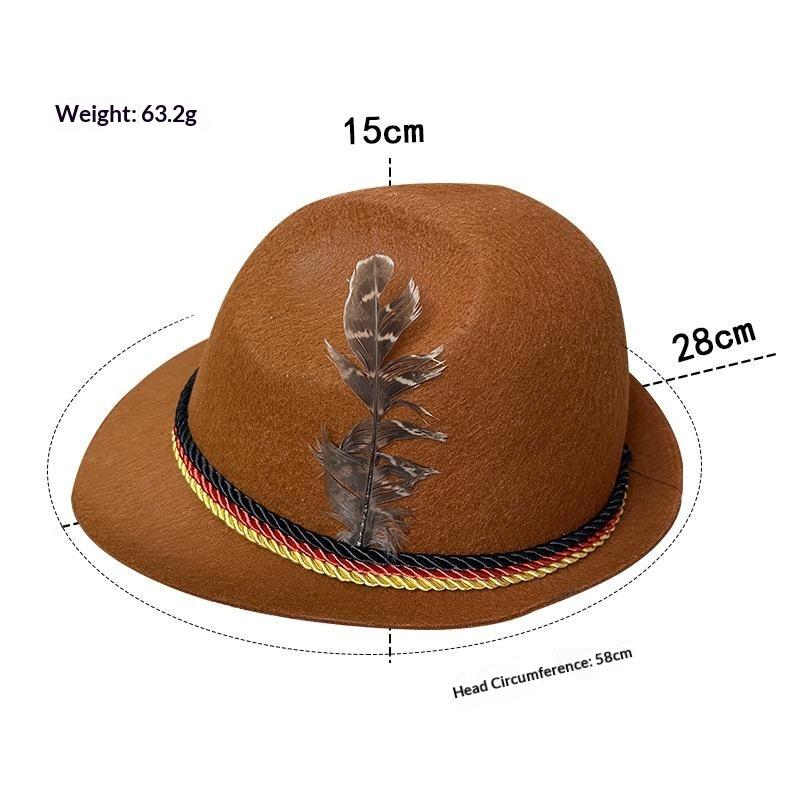 Fashion Dress Up Oktoberfest Hat Fedora Hat Panama Feather Decors Hat Bavarian Jazz Costume Cosplay Cap Photo Props