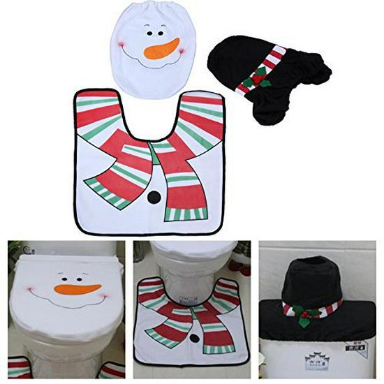 In-Stock Christmas Snowman Doll Toilet Seat Cover for Festive Home Decor