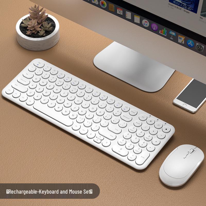 BOW Silent Wireless Keyboard & Wired Mouse Set, Bluetooth Compatible for Women's Office Use, Laptop & Desktop