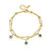 Gold Evil Eye Crystal Layered Anklet