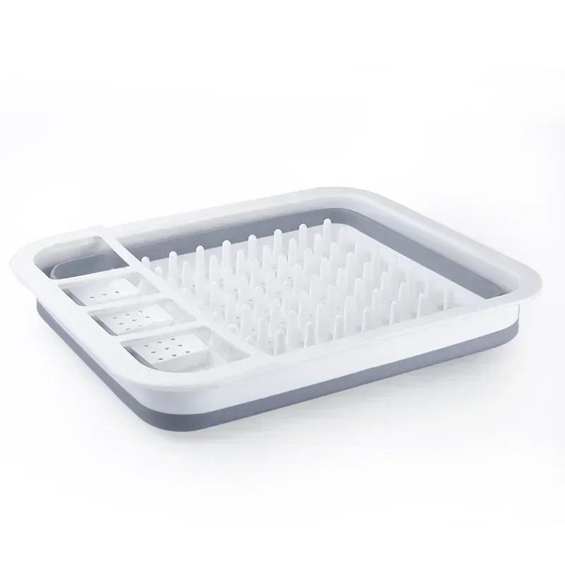 Home Utensil Storage Rack Kitchen Utensil Foldable Storage Box Groove Drainage Rack Bowl And Chopstick Organizing Tool