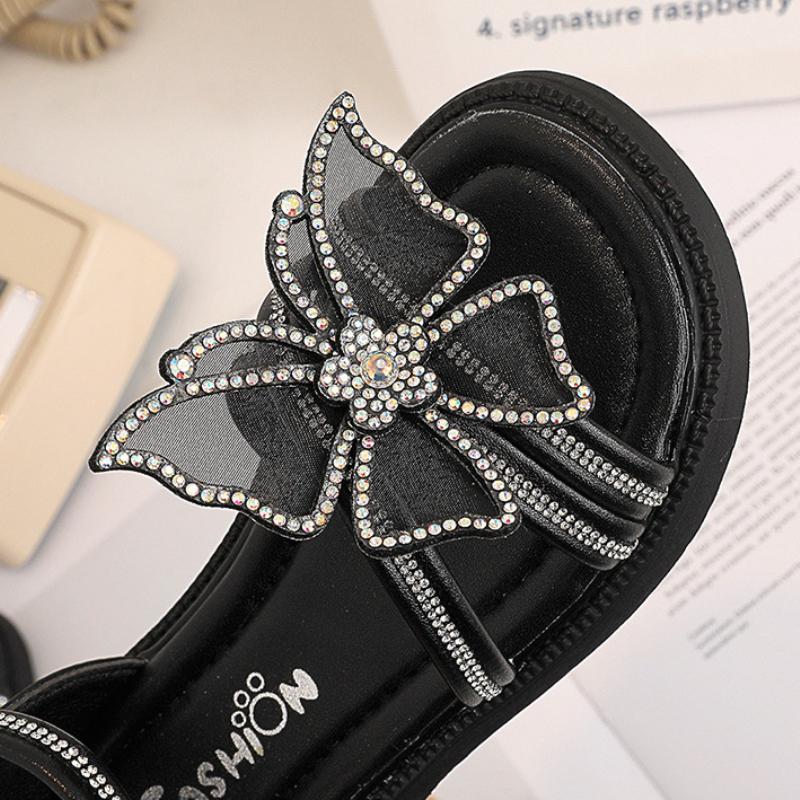 Girls' sandals summer fashion Korean version soft sole exposed toe rhinestone little girl baby student beach shoes