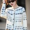Retro Jacquard Round Neck Sweater - Women's Autumn/Winter Thick Loose Knit Cardigan, Korean Style Chic Top