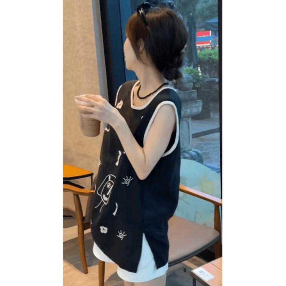 Round-neck Sleeveless T-shirt Women's Summer New Loose Slim Top
