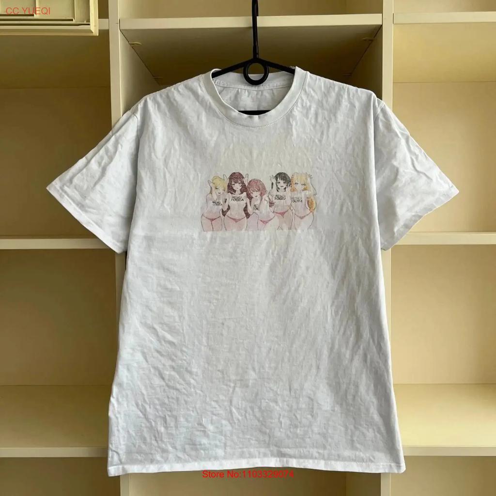 Anime Girls T Shirt White Japanese Unisexga Waifu Vintage Washed Soft Homme Fashion Slightly Versatile Designer Clothes Stretched