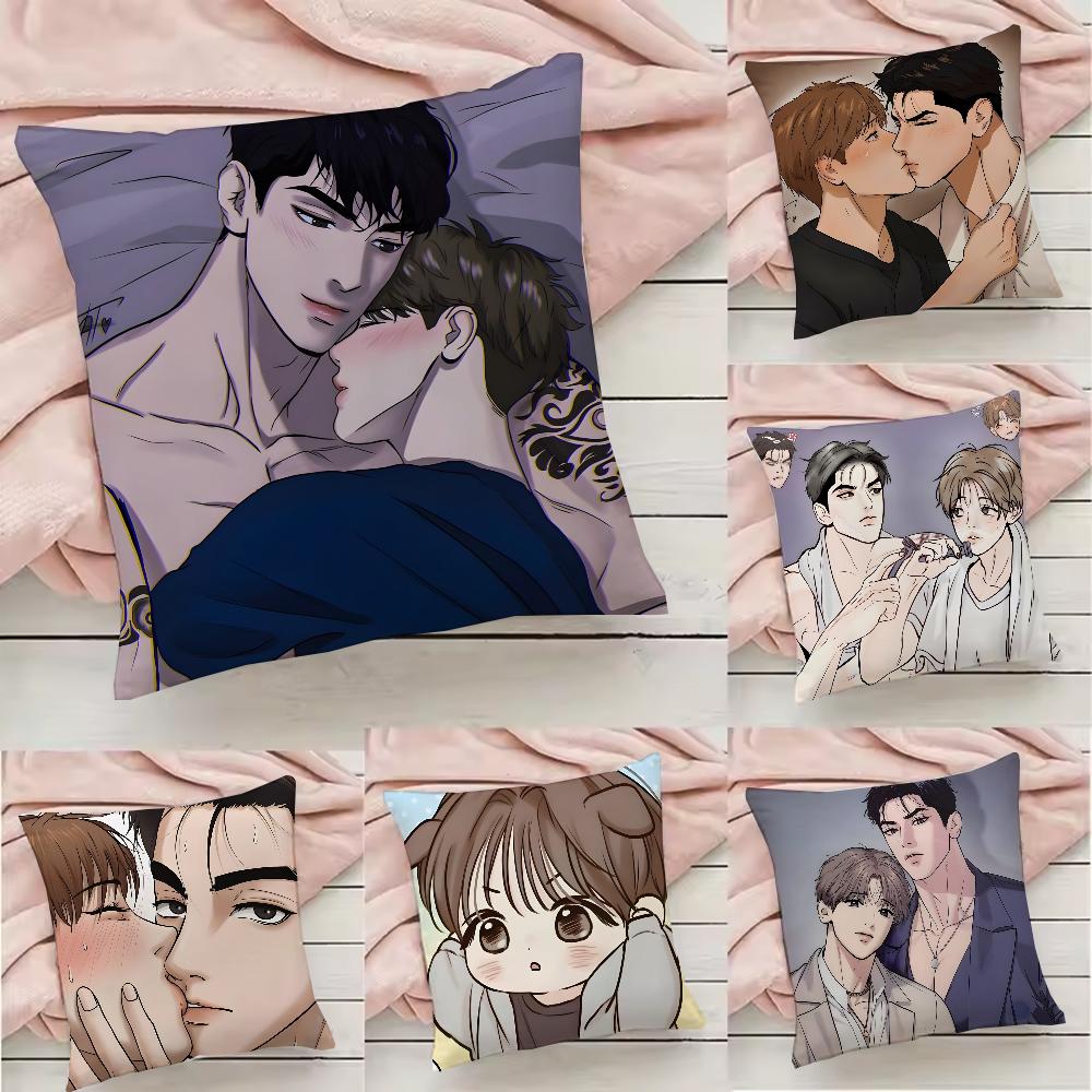Jinx BL Comics Pillow Case Pillowcase Anti-dustmite Pillow Invisible Zipper Silky Short Plush Sofa Cushion Cover