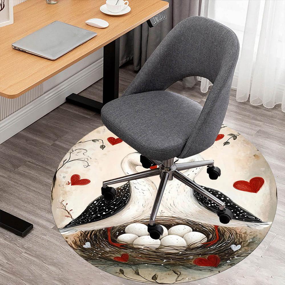 

1pc swans love Round Chair mat Area Rug - Non-Slip, Floor Mat for Office, Bedroom, and Indoor Decor -1002033 80cm by 80cm