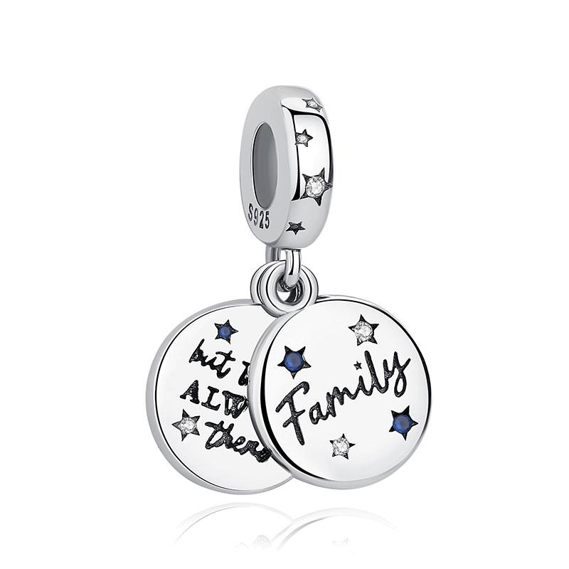 Original 925 Sterling Copper Charms Family Tree Love Heart Mom Pendant Beads Fit Brand Bracelets Necklaces Women DIY Zircon