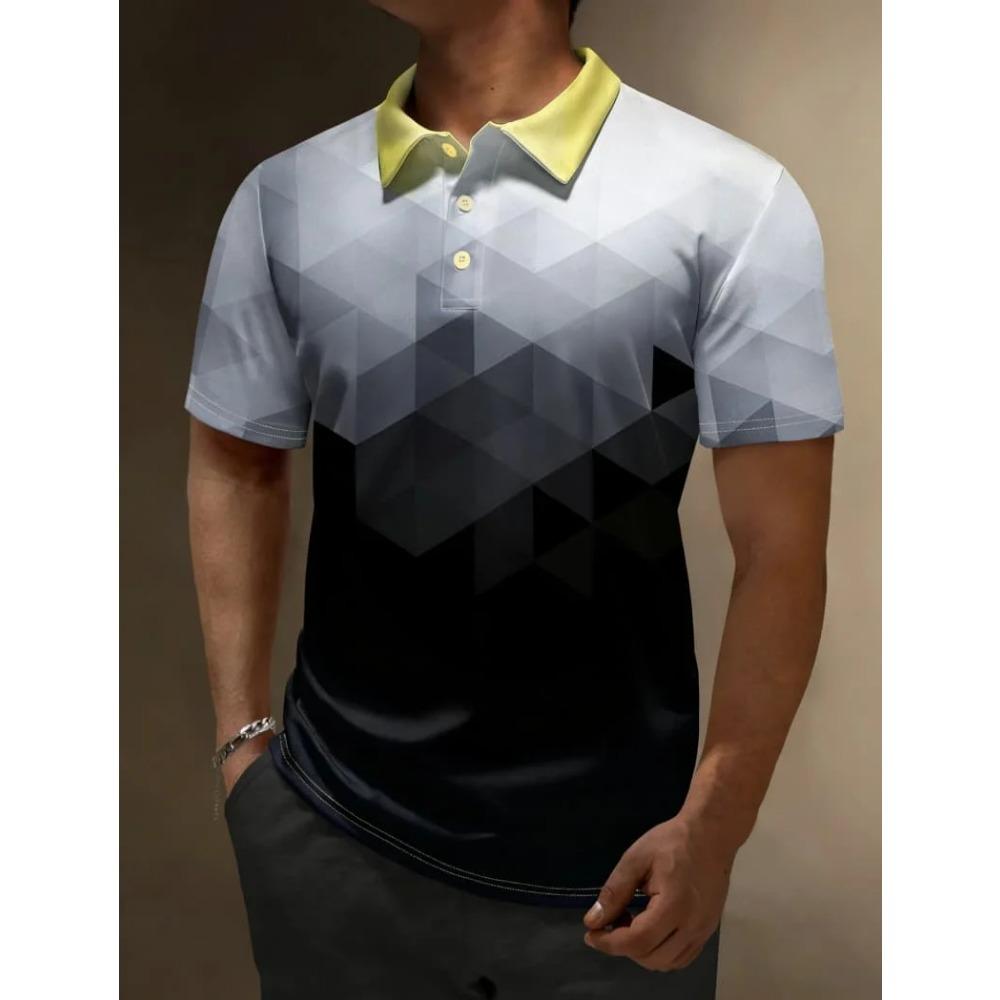 Kleurrijk Patroon Design Korte Mouw Polo Shirt Heren Mode Geprint Buiten Zomerkleding Comfortabel Polyester Vezel