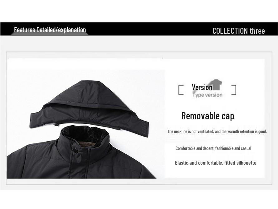 Men's Winter Hooded Cotton Coat - Versatile Medium to Long Style for Middle-Aged and Elderly