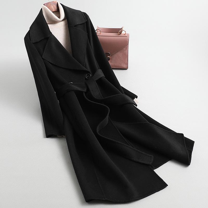 

Hepburn-Style Slim Fit Mid-Length Double-Faced Cashmere Wool Coat (2024) S brick червоний колір