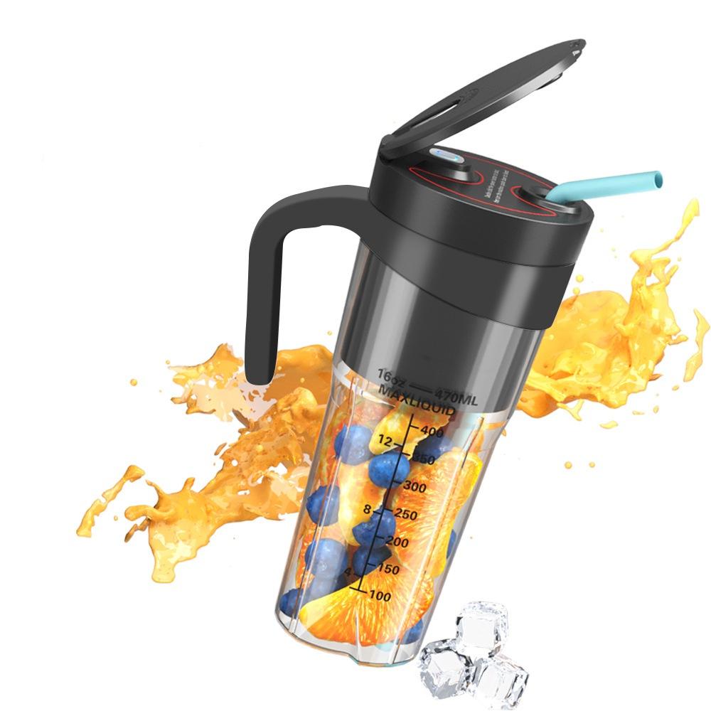 

Portable Blender Personal USB Rechargeable Juice Cup for Smoothie Fruit Mixer Bottle With Scale And Straw for Travel Gym Home 401-500ml чорний