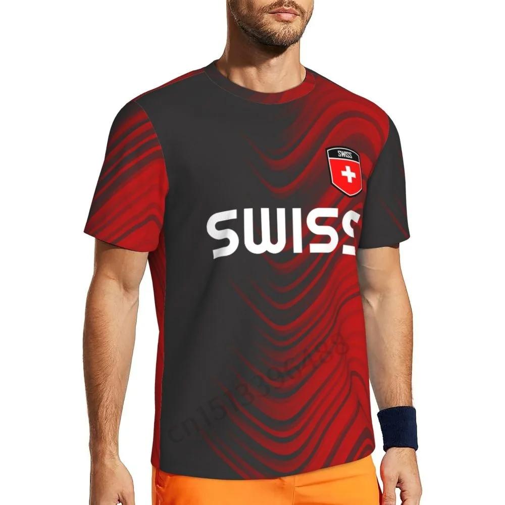 Switzerland Swiss SUISSE Soccer Football Tshirt Print 3D Flag National JERSEY CHEER Training Round Neck Unisex Men Women Sport Short Sleeve Uniform
