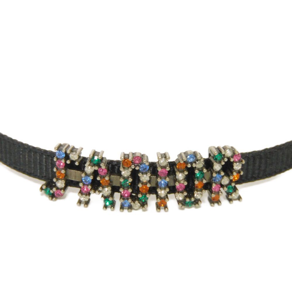 Used J'ADIOR crystal choker (N0681ADRCY 7984) in excellent condition with a black ribbon inset and CD logo in clear