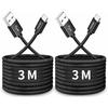 Kabel USB typu C [3m 2 ks] CLEEFUN Rychlé nabíjení Kabel typu C Dlouhý Vysokorychlostní ??Kabel pro přenos dat typu C Nylon s ochranou proti těžkému odpojení