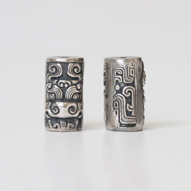 Custom Taotie Dragon Pattern Spacer Beads - Semi-Handmade Barrel & Tube Charms for Bracelets
