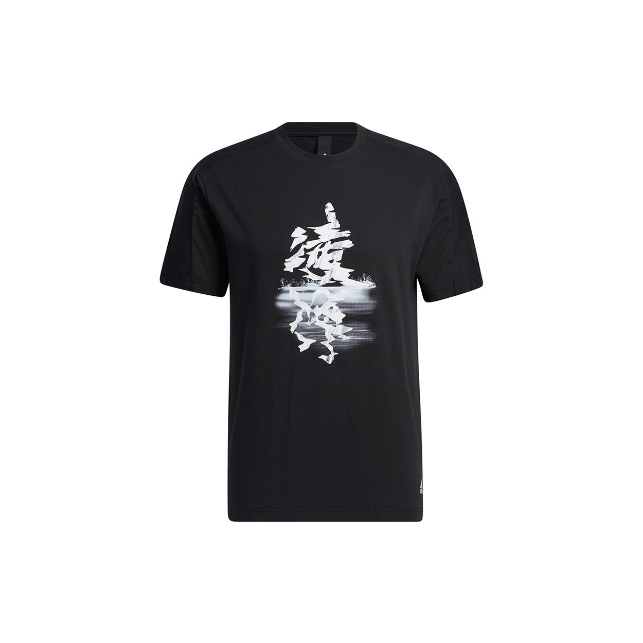 adidas Wj T Gfx Story Casual Sports Round Neck Short Sleeve Black Men s GP0862 XL