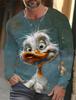 Funny 3D Chicken Print Men's Long Sleeve T-shirt New Autumn Oversized Pullover Hip Hop Punk Clothing Casual Fashion Top