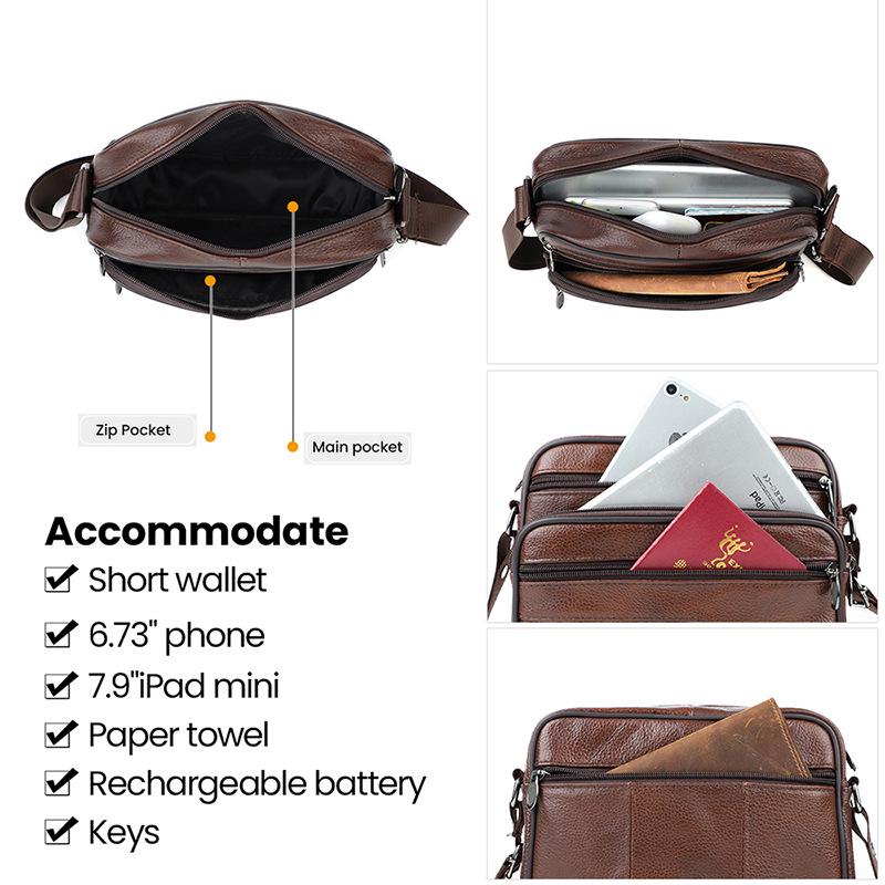 Men's Genuine Leather European Business Crossbody Shoulder Bag
