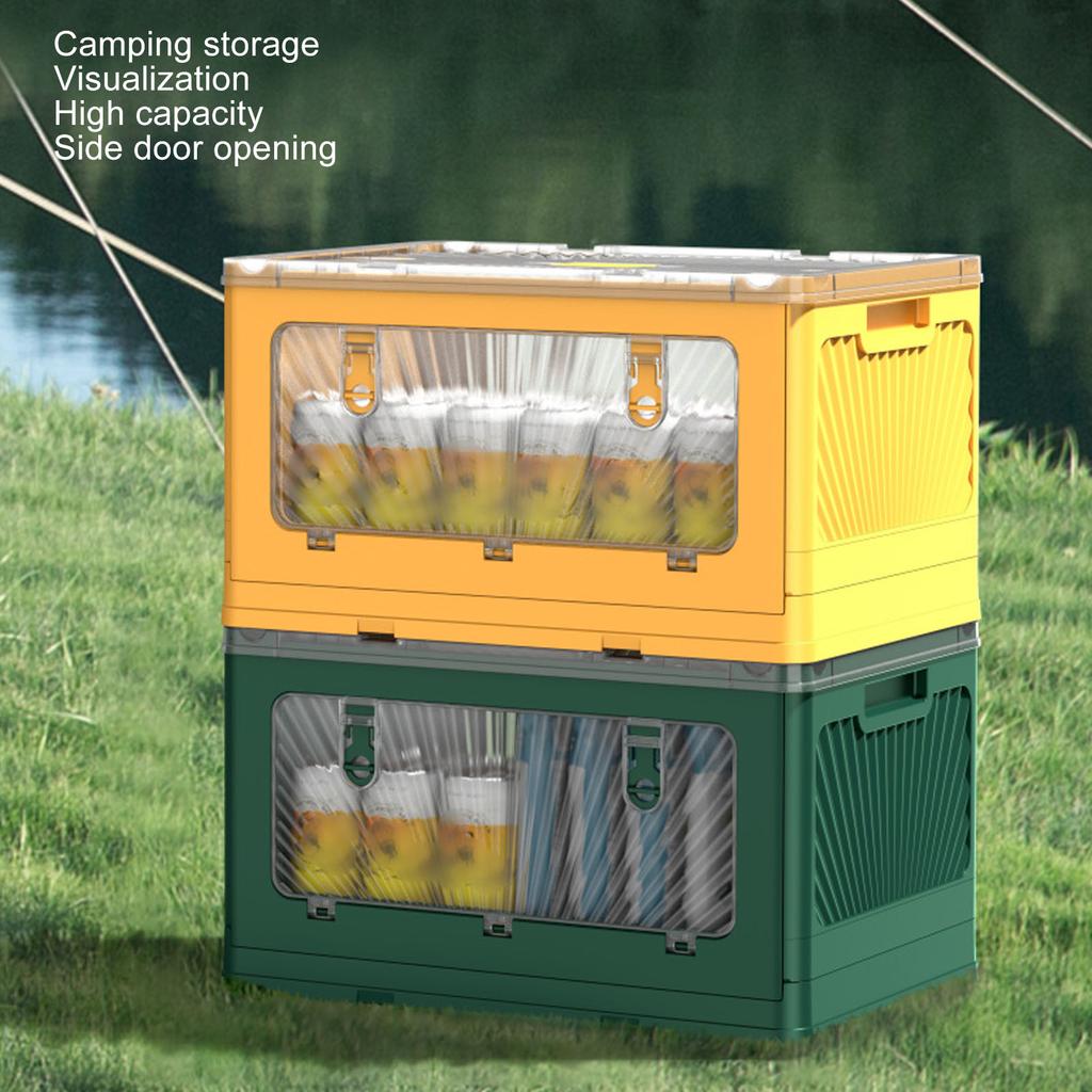Collapsible Storage Bin with Lid Large Capacity Outdoor Folding Storage Box Thickened Plastic Container For Camping Picnic