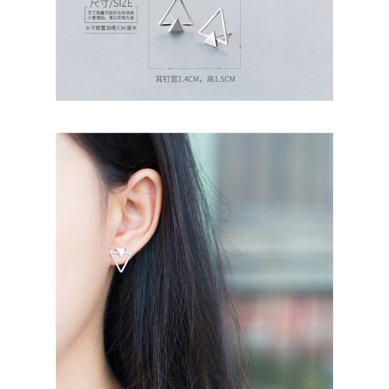 Fashion Hollow Triangle Geometric Stud Earrings For Women Simple White Gold Plated Ear Jewelry