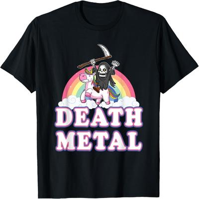 Death Metal T-Shirt Lustiges Regenbogen Grim Reaper Einhorn Shirt T-Shirt