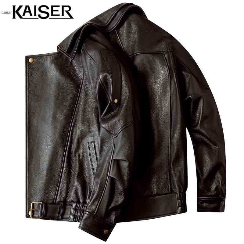 Kaiser Men's Genuine Sheepskin Leather Moto Jacket