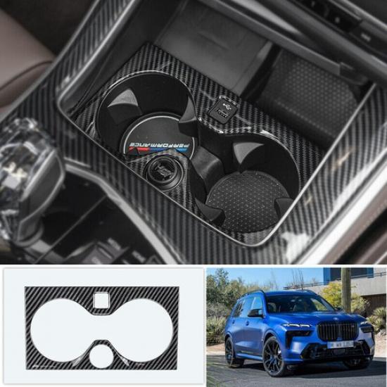 For BMW X5 X6 X7 G05 2019-2023 Carbon Fiber Center Console Water Cup Holder Trim
