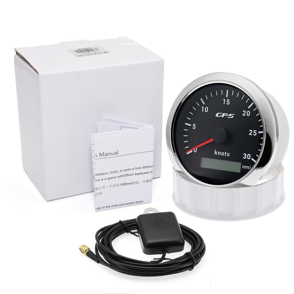 85MM Digital GPS Speedometer 0~30 Knots 0~60 Knots Speed Meter With GPS Antenna For Boat Car Yacht 7 Color Backlight 12V 24V