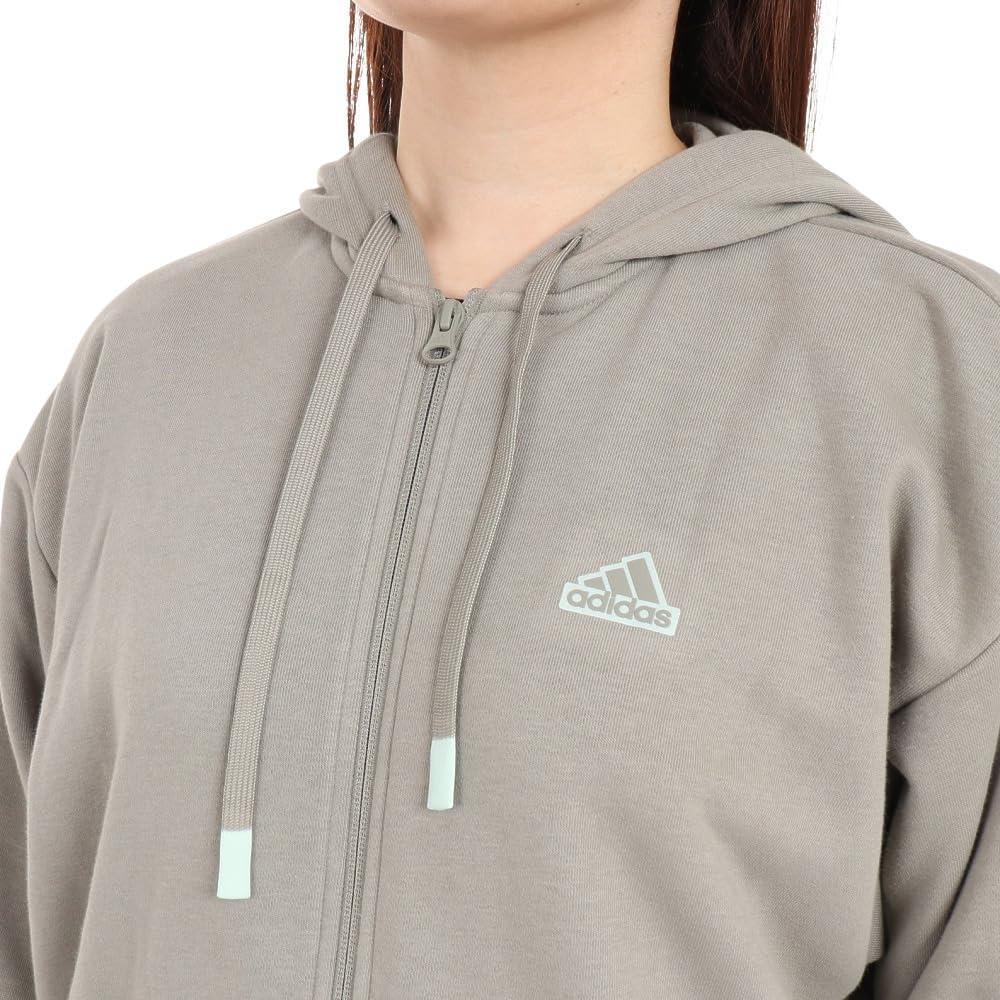 Adidas Word Sweatshirt JSY18 Silver Pebble Size M Women's Full-Zip Hoodie, (IM8737),
