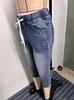 Pantaloni di jeans corti elasticizzati da donna europei e americani con elastico in vita e coulisse