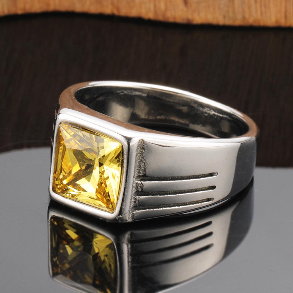 Men's Punk Rhinestone Inlaid Stainless Steel Ring – Japanese Korean Trendsetter Fashion.