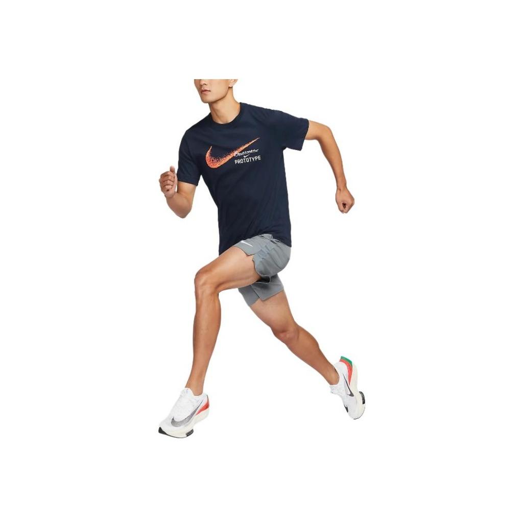 Nike Logo Print Round Neck Quick-Dry Running Short Sleeve T-Shirt Men Tops Obsidian HM8292-451