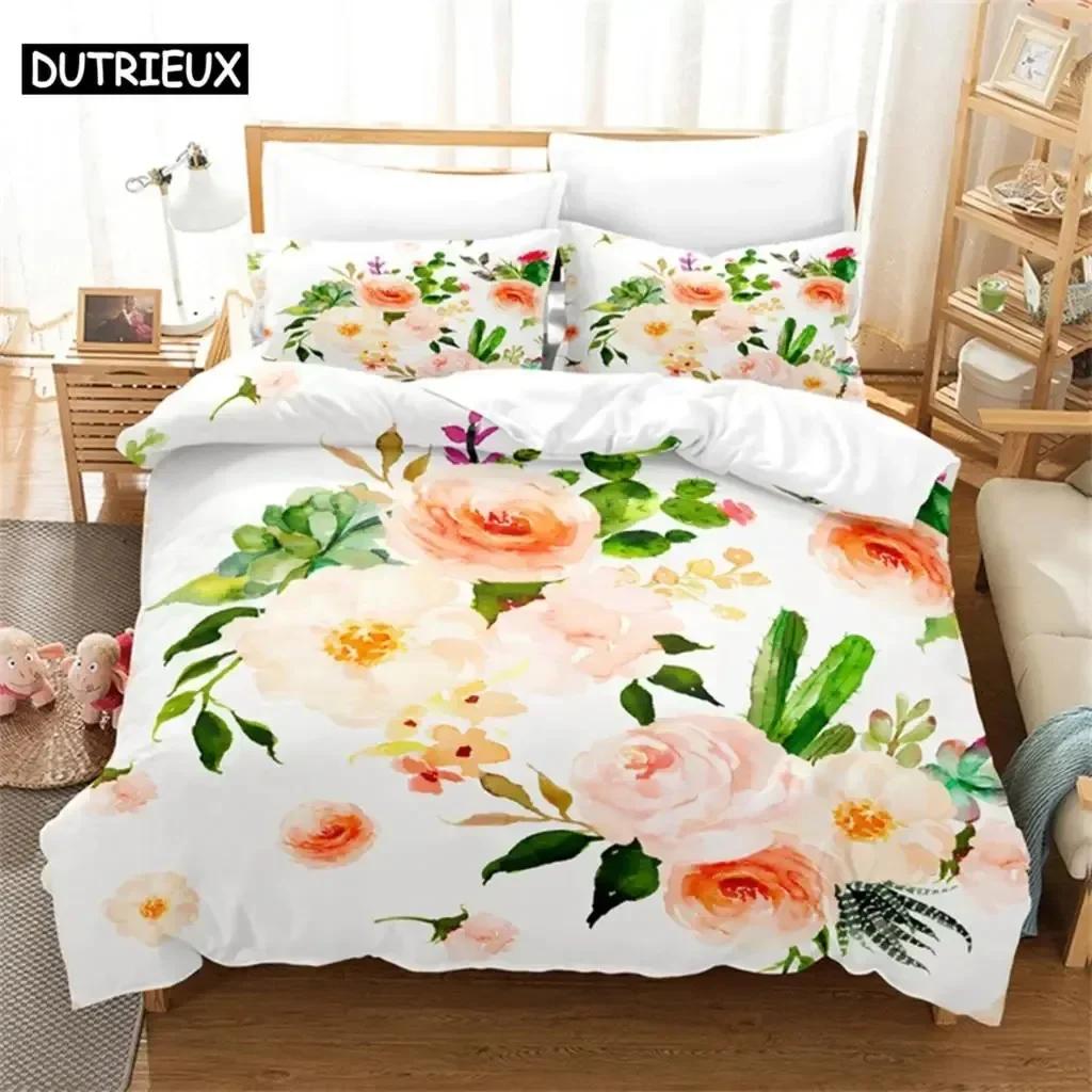 Pink Rose Couple Bedding Set For Bedroom Soft Modern Bedspreads Comefortable Kids Duvet Cover Quilt Cover And Pillowcase
